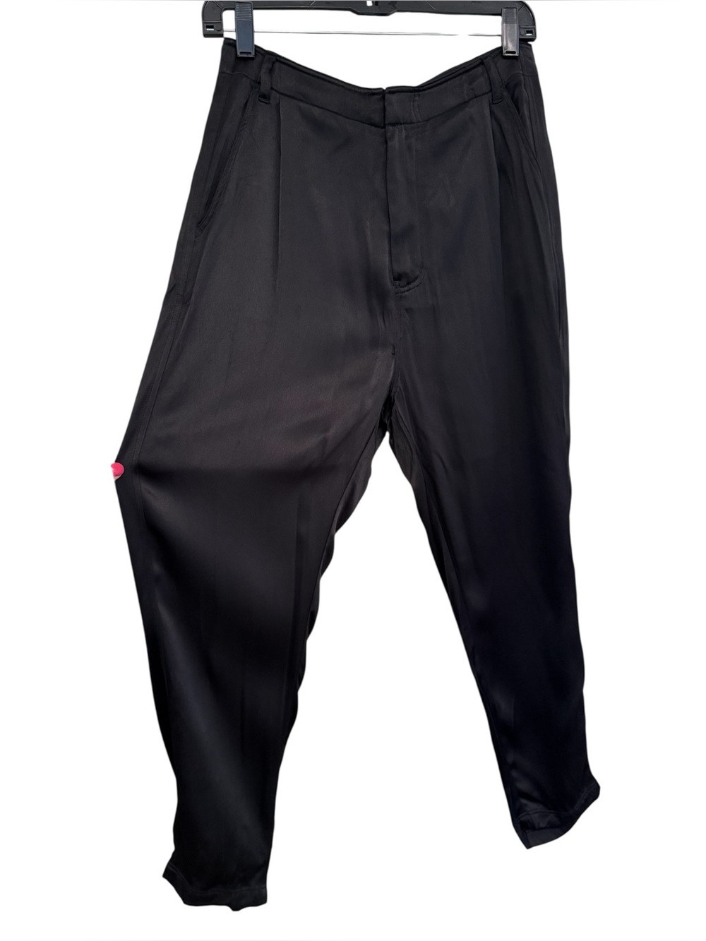 Womens Satin Black Tailored Dress Pants